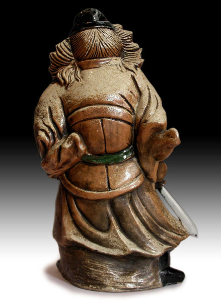 Vintage Japanese Bizen Yaki Demon Queller Shoki Zhong Kui Ceramic Statue 15"H 備前鍾馗
