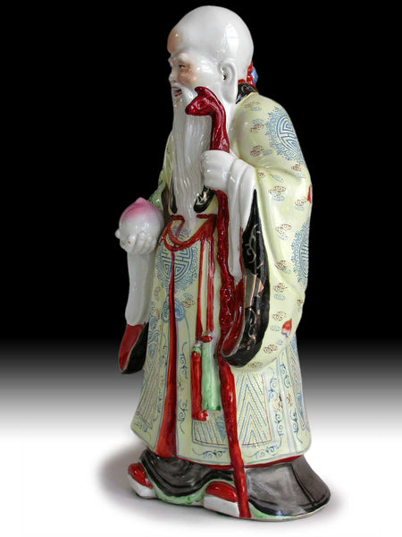 Vintage Chinese Porcelain Longevity Buddha Shao Lao Statue 17"H  壽老星