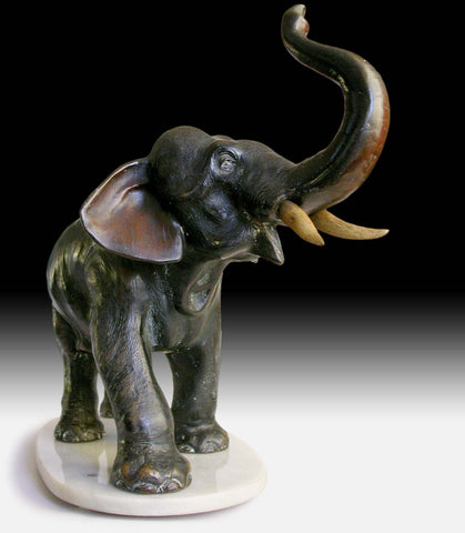Lg Fine Antique Japanese Showa Bull Elephant Bronze Sculpture 18 x 13