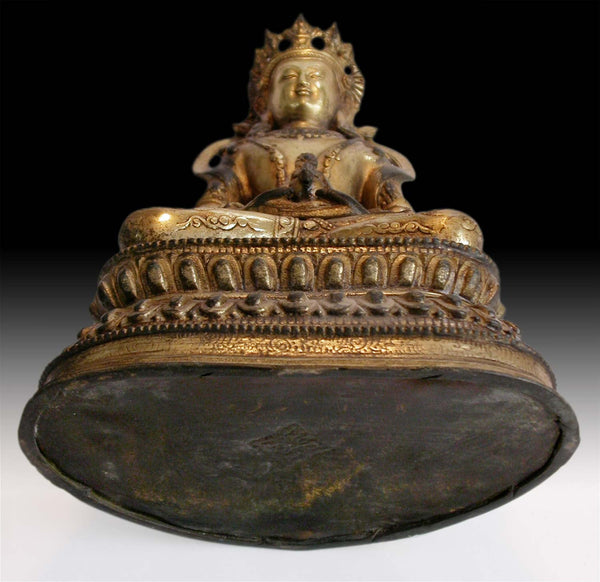 Vintage Chinese Gilt Bronze Amitayus Buddha of Infinite Life Statue 無量壽佛