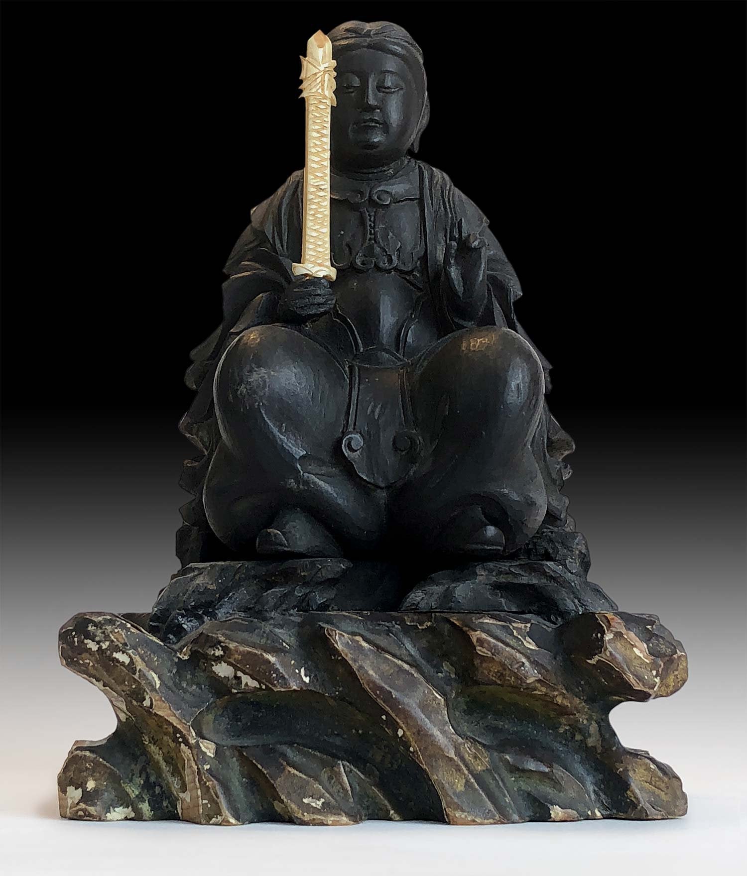 Buddhistische Plastik in Japan,1922 仏教美術 18th Century Japanese Edo Wood Bodhisattva Manjushri Monju