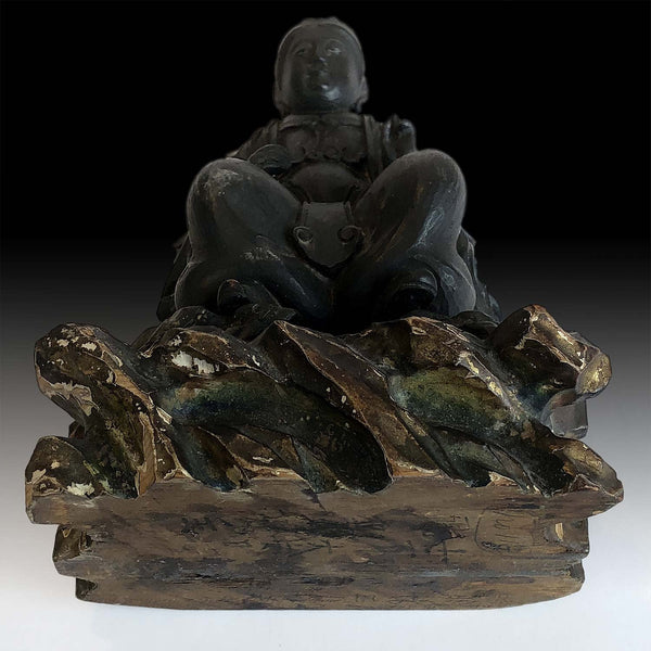 18th Century Japanese Edo Wood Bodhisattva Manjushri Monju Bosatsu Statue 文殊菩薩