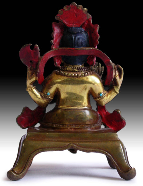 Baby Ganesh Hindu God of Wealth Vintage Antique Nepalese Jeweled Gilt Bronze Statue