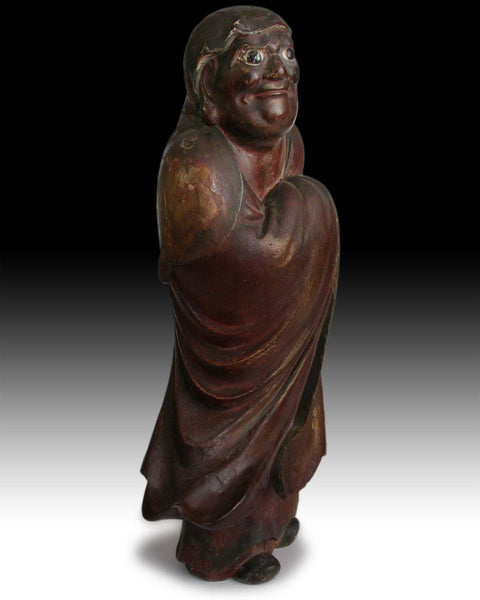 Antique Japanese Carved Wood Bodhidharma Daruma Darmo Zen Master Statue 达摩禪師