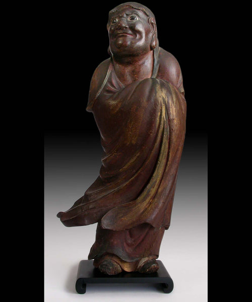 Antique Japanese Carved Wood Bodhidharma Daruma Darmo Zen Master Statue 达摩禪師