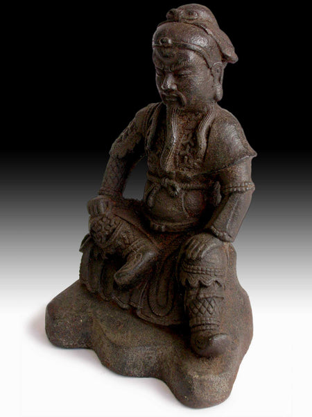Vintage Chinese Iron Man God of War Kwan Yu Guardian Warrior Buddha Statue 關羽