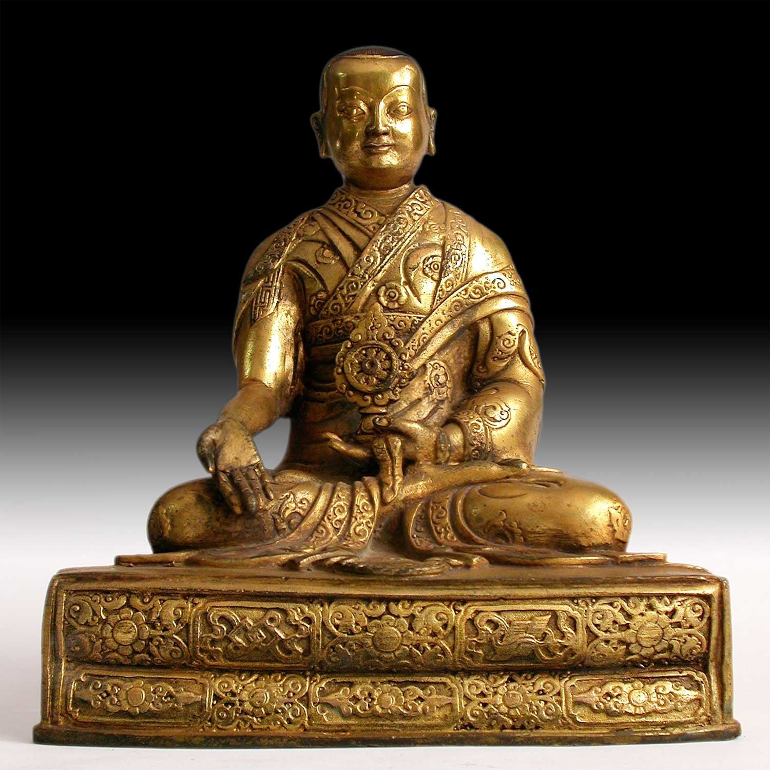 Antique Gilt Bronze Medicine Buddha Bhaisajyaguru Eight Brothers Lama Rinpoche Statue 藥師佛