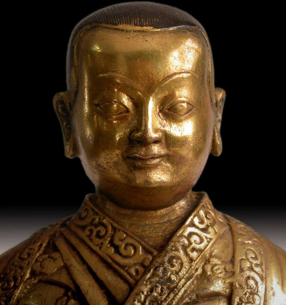 Antique Gilt Bronze Medicine Buddha Bhaisajyaguru Eight Brothers Lama Rinpoche Statue 藥師佛