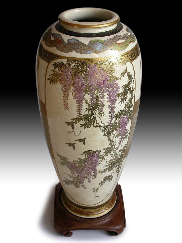 Meiji Satsuma Vase by Mitsuzan Antique Japanese Pottery Ceramic Ware o –