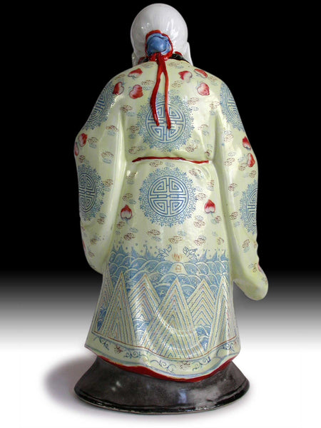 Vintage Chinese Porcelain Longevity Buddha Shao Lao Statue 17"H  壽老星