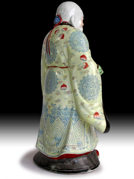 Vintage Chinese Porcelain Longevity Buddha Shao Lao Statue 17"H  壽老星