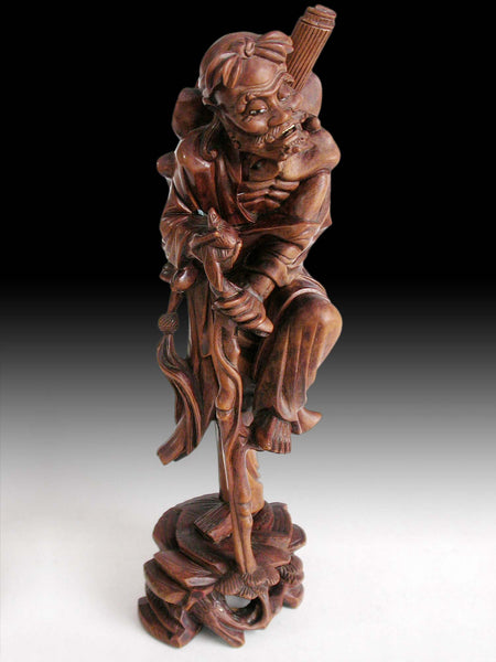 Antique Chinese Carved Boxwood Taoist Eight Immortal Li Tieh Kuai Statue 神旅八仙李鐵拐