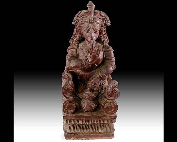 Makhan Cor Krishna Butter Thief Antique South India Hindu Carved Divine Child Wood Statue