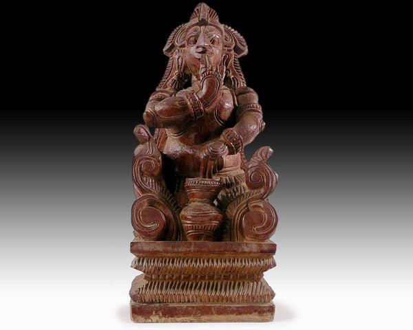 Makhan Cor Krishna Butter Thief Antique South India Hindu Carved Divine Child Wood Statue