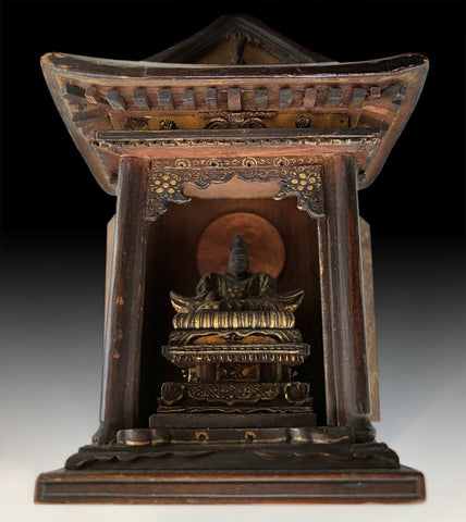 Tenman Tenjin Shinto Yashiro 天神 Daimyo Shogun Samurai Buddha Miniature Zushi Shrine 大名