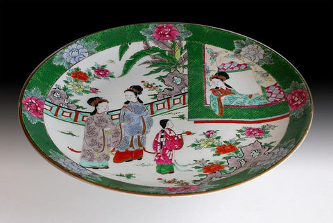 Lg 19th Century Antique Japanese Edo Arita Imari Porcelain Platter Charger 14"D
