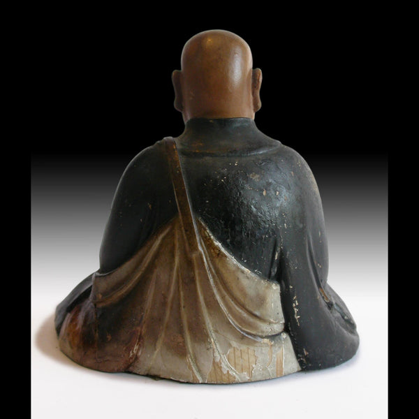 Zen Master Shinran Shonin Jodo Shinshu Meiji Hollow-Blocks Wood Shrine Statue