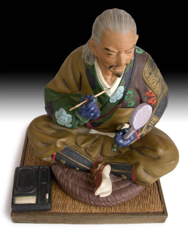 Samurai Hakata Ningyo Clay Doll Vintage Japanese Ceramic Statue