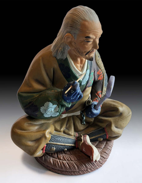 Samurai Hakata Ningyo Clay Doll Vintage Japanese Ceramic Statue