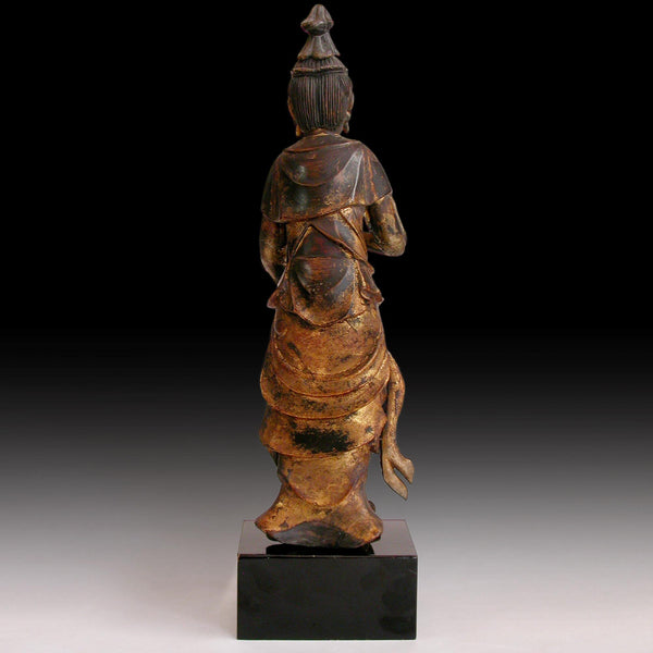 Lg Edo Tennin Goddess Seishi Bodhisattva Lacquered Gilt Wood Buddha Statue 勢至菩薩