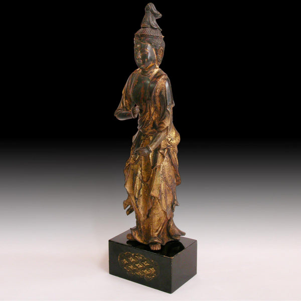 Lg Edo Tennin Goddess Seishi Bodhisattva Lacquered Gilt Wood Buddha Statue 勢至菩薩