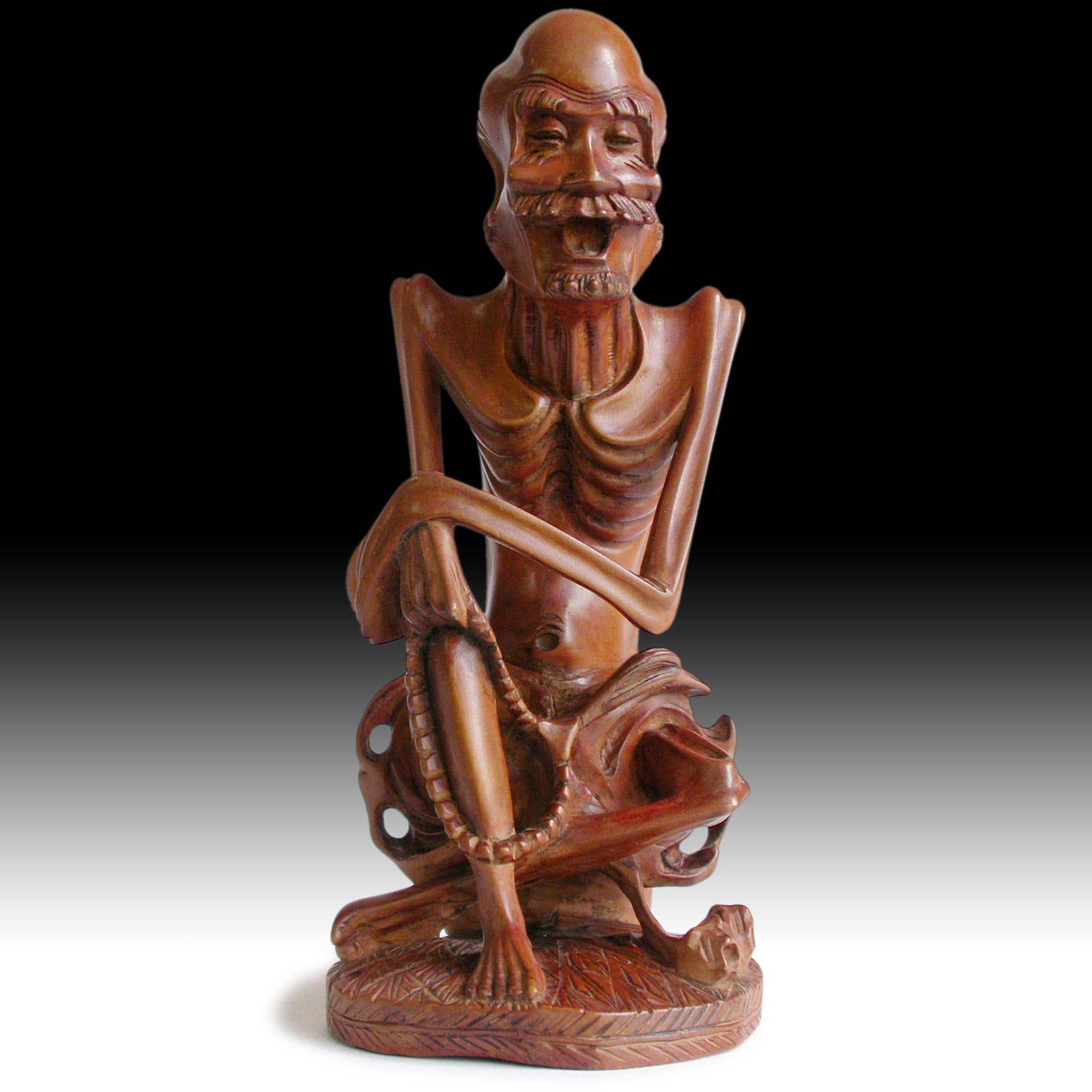 Ascetic Shakyamuni Emaciated Buddha Vintage Chinese Carved Boxwood Statue 釋迦牟尼佛