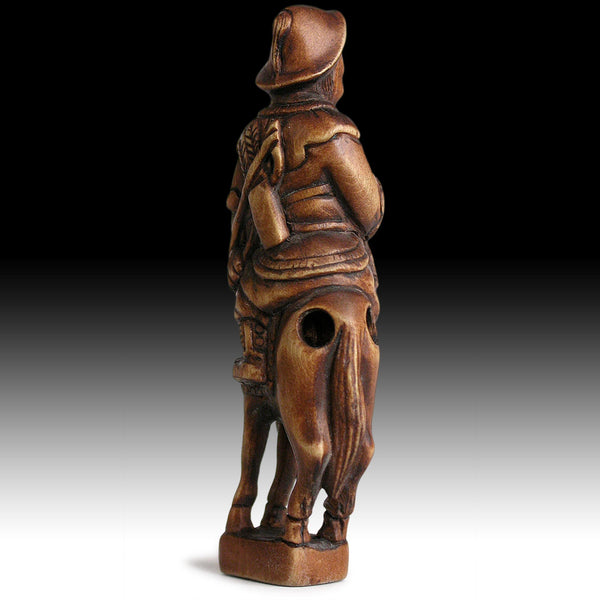 Mongolian Archer Netsuke Signed Shozan Vintage Japanese Carved Matsu Boxwood Sagemono 松山