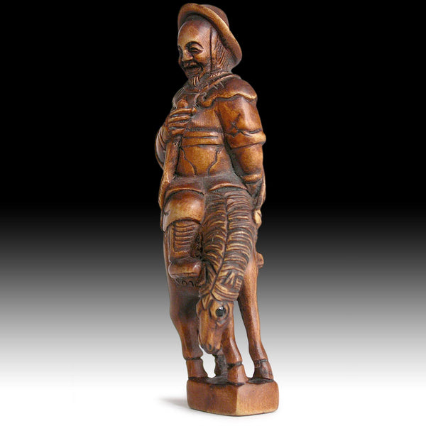 Mongolian Archer Netsuke Signed Shozan Vintage Japanese Carved Matsu Boxwood Sagemono 松山