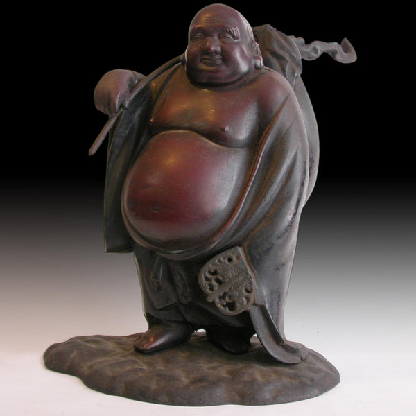 Happy Buddha Hotei Maitreya Japanese Vintage Iron Statue 布袋佛