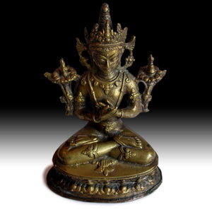 Vajradhara Thunder Bolt Enlightenment Buddha Vintage Nepalese Bronze Statue 多杰羌佛