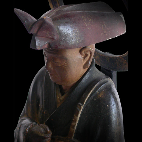 Zen Master Shinran Shonin Jodo Shinshu Meiji Hollow-Blocks Wood Shrine Statue