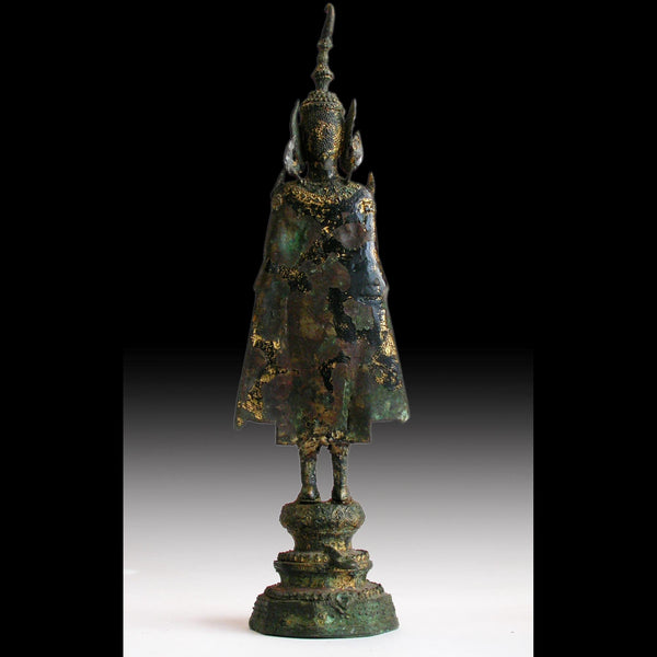 Gilt Bronze Rattanakosin Ayutthaya Buddha 19th Century Siam Antique 15”H