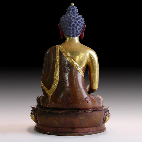 Gilt Bronze Gautama Calling Earth Witness Vintage Nepalese Enlightenment Buddha Statue 佛