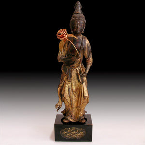 Lg Edo Tennin Goddess Seishi Bodhisattva Lacquered Gilt Wood Buddha Statue 勢至菩薩