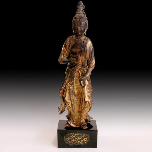 Lg Edo Tennin Goddess Seishi Bodhisattva Lacquered Gilt Wood Buddha Statue 勢至菩薩