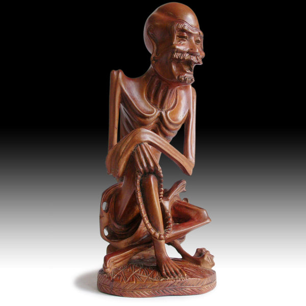 Ascetic Shakyamuni Emaciated Buddha Vintage Chinese Carved Boxwood Statue 釋迦牟尼佛