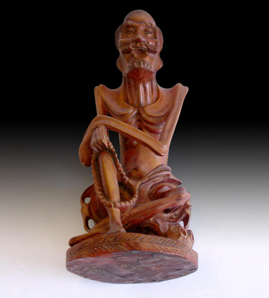 Ascetic Shakyamuni Emaciated Buddha Vintage Chinese Carved Boxwood Statue 釋迦牟尼佛