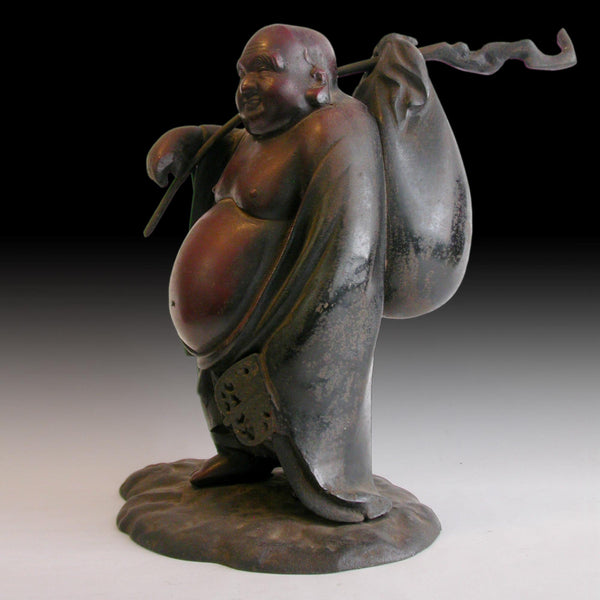 Happy Buddha Hotei Maitreya Japanese Vintage Iron Statue 布袋佛