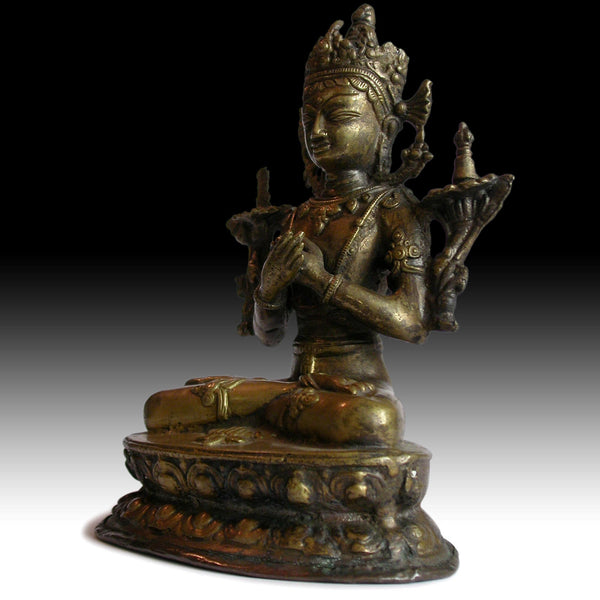 Vajradhara Thunder Bolt Enlightenment Buddha Vintage Nepalese Bronze Statue 多杰羌佛