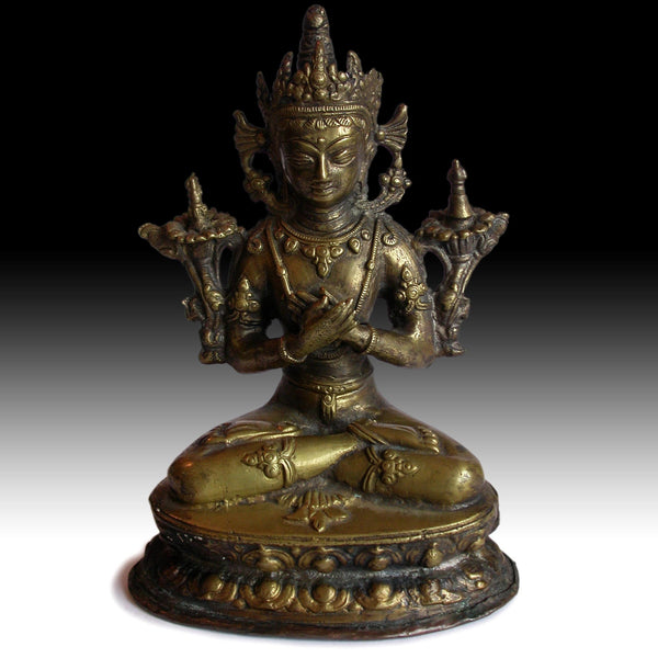 Vajradhara Thunder Bolt Enlightenment Buddha Vintage Nepalese Bronze Statue 多杰羌佛