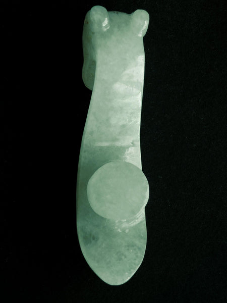 Archaic Jadeite Chilong Belt Hook Antique Chinese Green Jade Toggle Carving 古董青玉雕螭龍钩