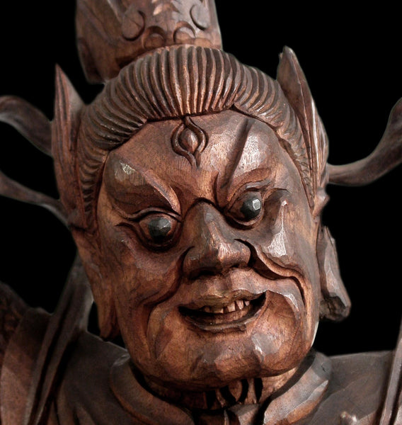 Lg Antique Meiji Deva Heavenly King Tamonten Bishamonten Wood Buddha Statue 護世天王