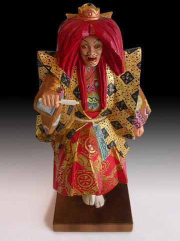 Kurama Tengu Sojobo Polychrome Gold Leaf Showa Wood Carving Signed 鞍馬天狗