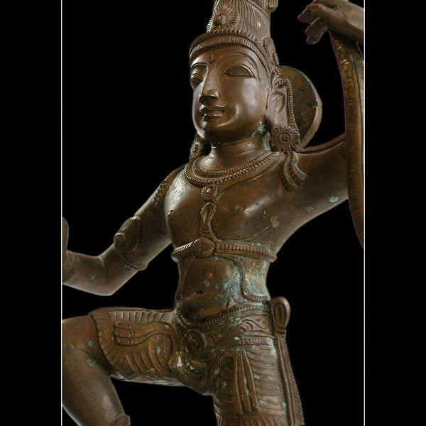 Krishna Dancing On Kaliya Nag Serpent Vintage Chola Style Hindu Bronze 18”H