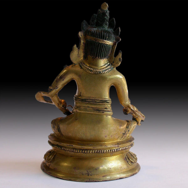 God of Wealth Yellow Jambhala Kubera 19th Century Qing Dynasty Gilt Bronze Buddha 黄财神