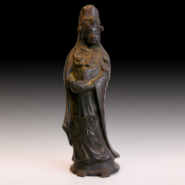 Kannon Bosatsu Antique Consecrated Japanese Bronze Guanyin Buddha Statue 観音菩薩