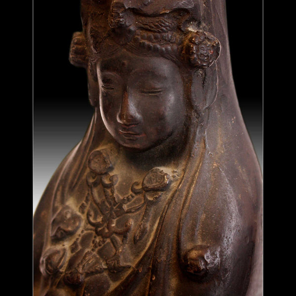 Kannon Bosatsu Antique Consecrated Japanese Bronze Guanyin Buddha Statue 観音菩薩