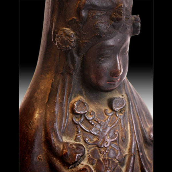 Kannon Bosatsu Antique Consecrated Japanese Bronze Guanyin Buddha Statue 観音菩薩