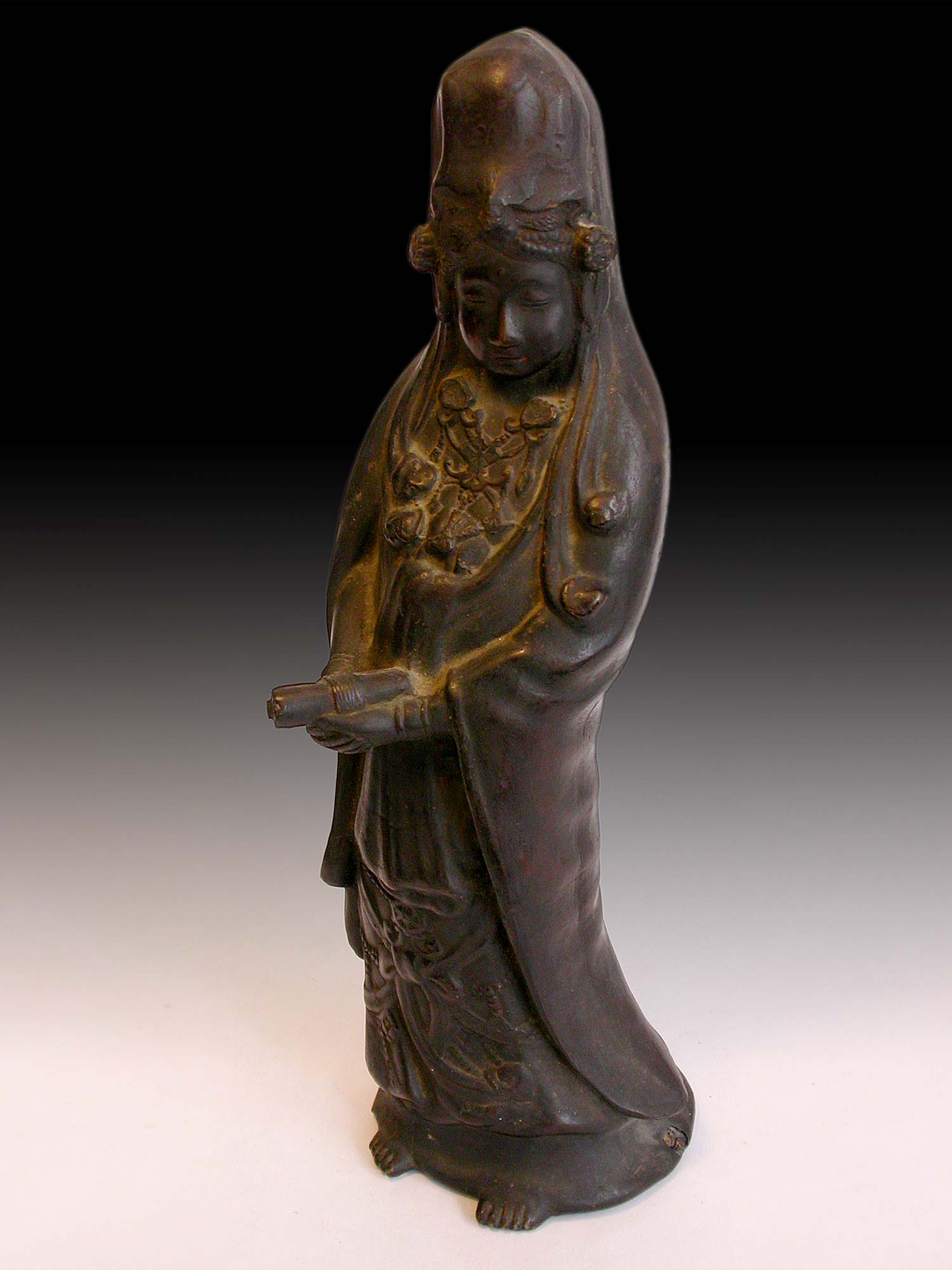 Kannon Bosatsu Antique Consecrated Japanese Bronze Guanyin Buddha Statue 観音菩薩