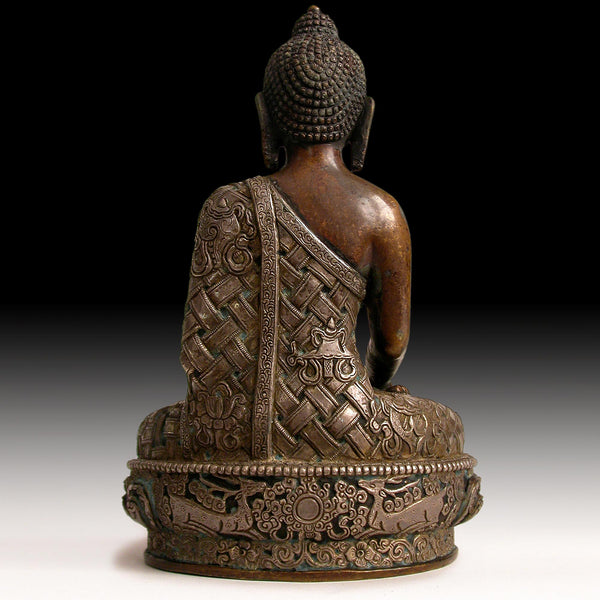 Akshobhya Buddha Rare 19th Century Tibetan Silver Repousse Copper Gilt Bronze Statue 阿閦如来